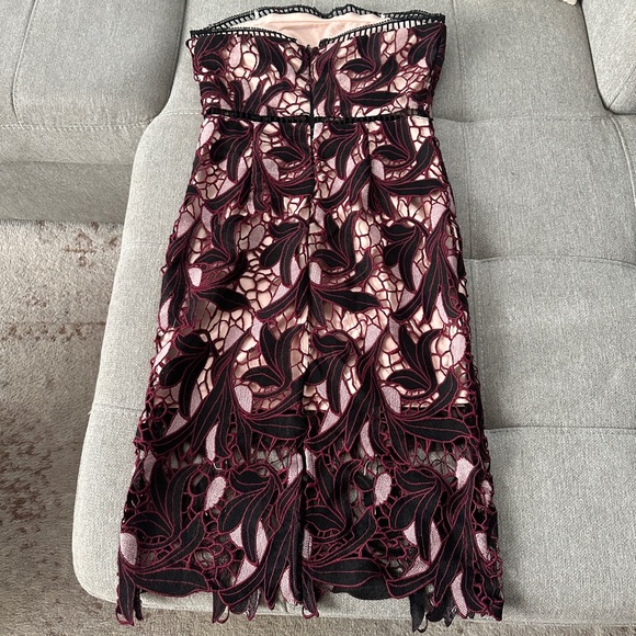 Lulu's Strapless Black and Pink Lace Dress - Picture 4 of 4